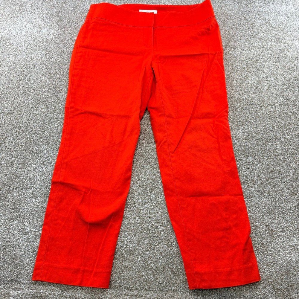 Loft Marisa Fit Pants Womens 10 Orange Straight Leg Cotton Blend Career Trousers